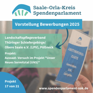 Mehr über den Artikel erfahren Vorstellung Bewerbungen 2025 – Landschaftspflegeverband Thüringer Schiefergebirge/ Obere Saale e.V.
